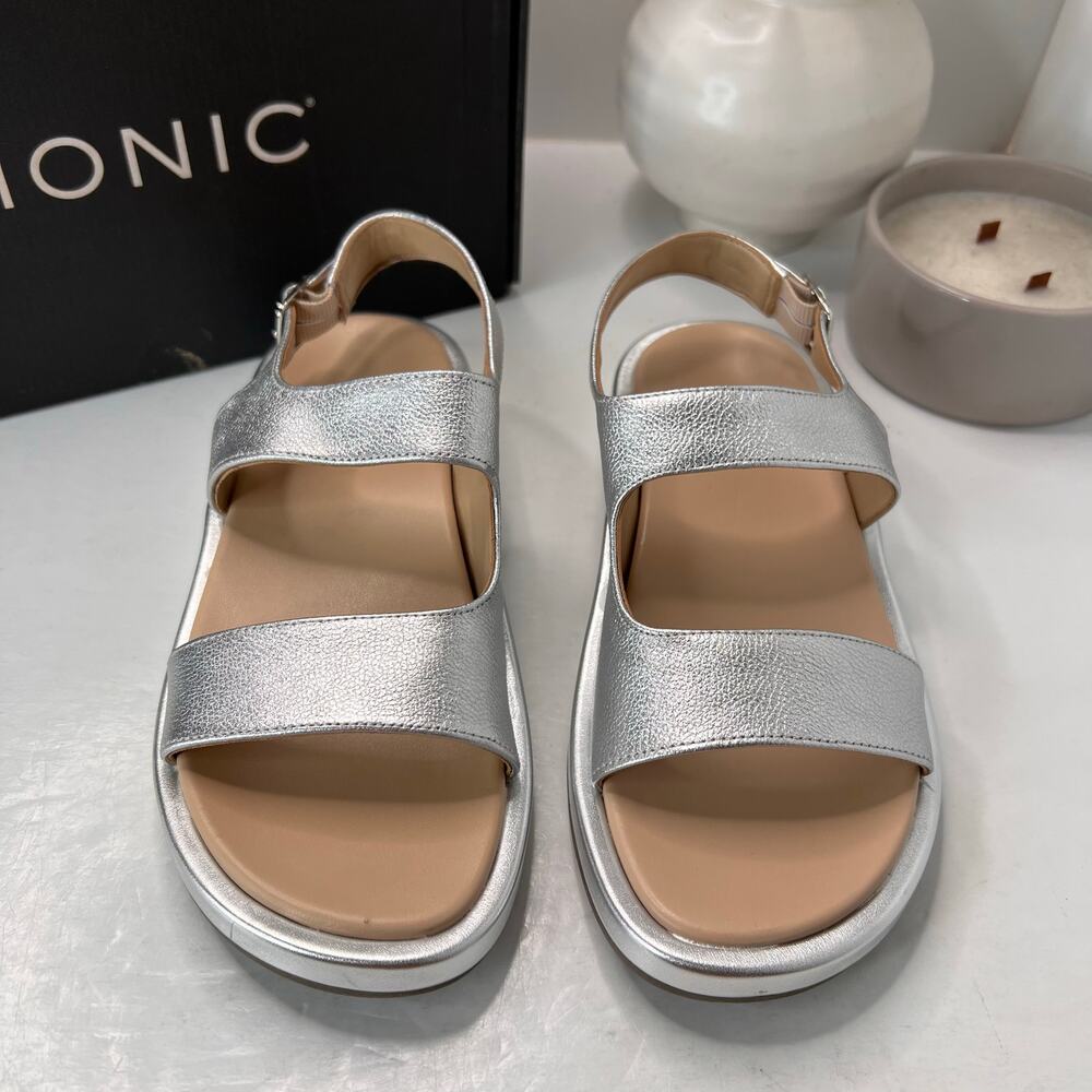 Vionic Madera Leather Slingback Wedge Sandal Silver Women's 7.5M - Picture 5 of 10
